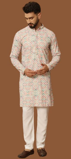 Festive, Party Wear Pink and Majenta color Kurta Pyjamas in Jacquard fabric with Digital Print, Sequence work : 1976814