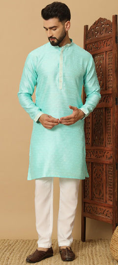 Party Wear Blue color Kurta Pyjamas in Rayon fabric with Printed work : 1976824