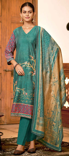 Festive, Party Wear Blue color Salwar Kameez in Viscose fabric with Straight Printed work : 1977002