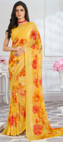 Multicolor color Saree in Georgette fabric with Floral, Printed work