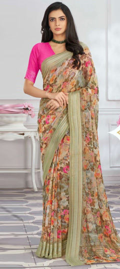 Multicolor color Saree in Georgette fabric with Floral, Printed work