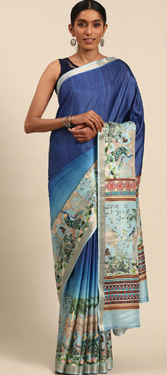 Blue color Saree in Cotton fabric with Weaving work