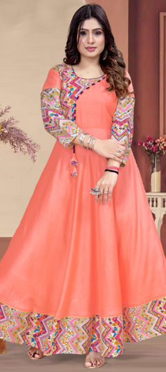 Pink and Majenta color Kurti in Rayon fabric with Printed work