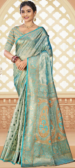 Blue color Saree in Silk fabric with Weaving work