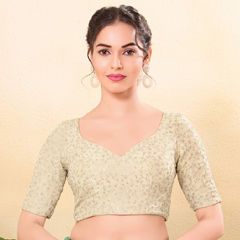 Gold color Blouse in Silk fabric with Embroidered, Sequence, Thread work