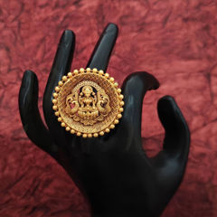Gold Rodium Polish Gold color Ring in Metal Alloy studded with Beads