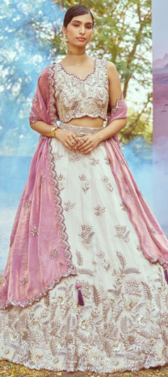 Purple and Violet color Lehenga in Viscose fabric with Embroidered, Sequence, Thread work