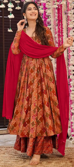 Multicolor color Salwar Kameez in Muslin fabric with Digital Print work