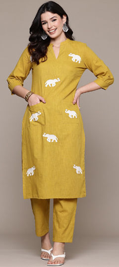 Yellow color Salwar Kameez in Rayon fabric with Embroidered, Resham, Thread work