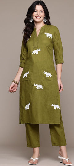 Green color Salwar Kameez in Rayon fabric with Embroidered, Resham, Thread work