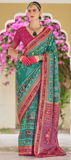 Blue color Saree in Art Silk fabric with Printed work