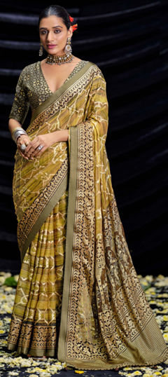 Multicolor color Saree in Silk fabric with Printed work