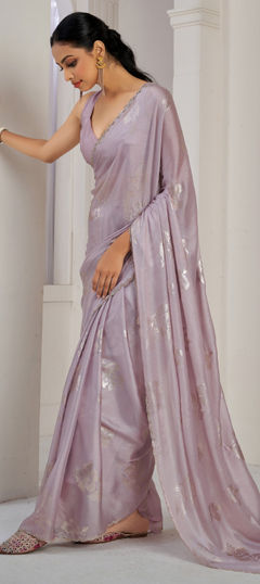 Purple and Violet color Saree in Satin Silk fabric with Weaving work