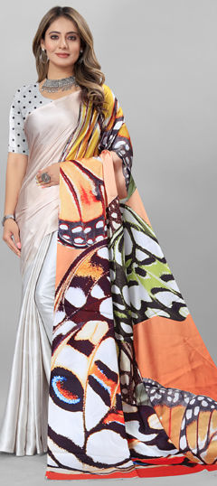 Multicolor color Saree in Crepe Silk fabric with Digital Print, Printed work