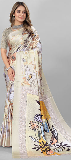 Multicolor color Saree in Crepe Silk fabric with Digital Print work