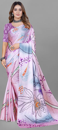 Multicolor color Saree in Crepe Silk fabric with Digital Print work