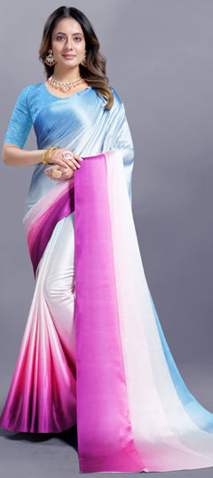 Multicolor color Saree in Crepe Silk fabric with Digital Print work