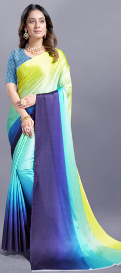 Multicolor color Saree in Crepe Silk fabric with Digital Print work