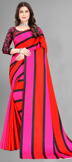 Multicolor color Saree in Crepe Silk fabric with Digital Print work