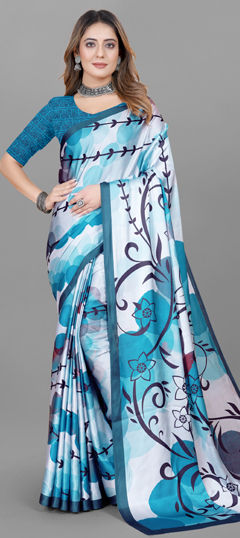 Multicolor color Saree in Crepe Silk fabric with Digital Print work