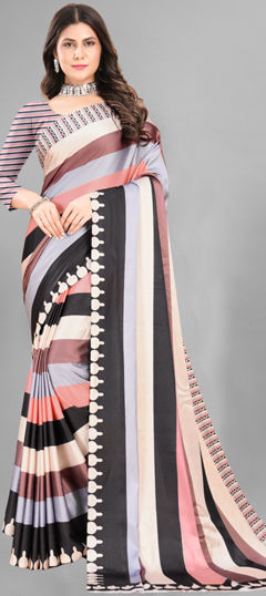 Multicolor color Saree in Crepe Silk fabric with Digital Print work