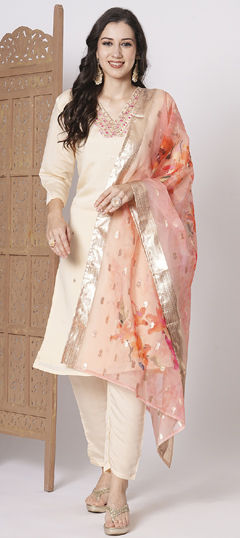 Pink and Majenta color Salwar Kameez in Chanderi Silk fabric with Embroidered, Printed work