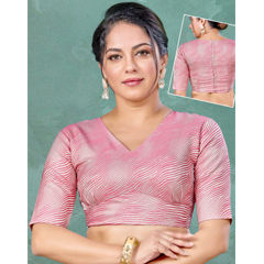 Pink and Majenta color Blouse in Satin Silk fabric with Printed work