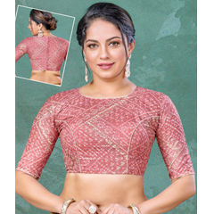 Pink and Majenta color Blouse in Silk fabric with Embroidered, Thread work