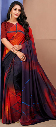 Multicolor color Saree in Crepe Silk fabric with Printed work