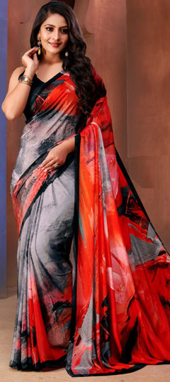 Multicolor color Saree in Crepe Silk fabric with Printed work