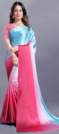 Multicolor color Saree in Crepe Silk fabric with Digital Print work