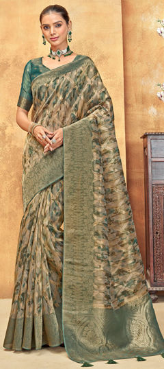 Multicolor color Saree in Organza Silk fabric with Printed work