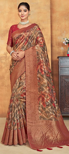 Multicolor color Saree in Organza Silk fabric with Printed work