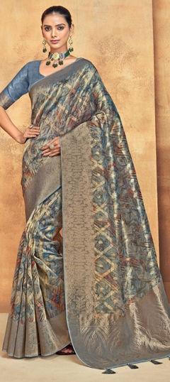 Multicolor color Saree in Organza Silk fabric with Printed work