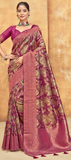 Multicolor color Saree in Organza Silk fabric with Printed work