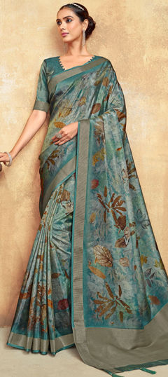 Multicolor color Saree in Silk fabric with Floral, Printed work