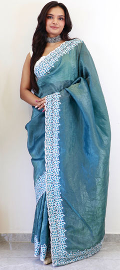 Blue color Saree in Crushed Silk fabric with Weaving work