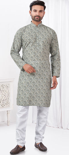 White and Off White color Kurta Pyjamas in Rayon fabric with Digital Print work