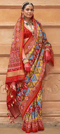 Multicolor color Saree in Silk fabric with Printed work