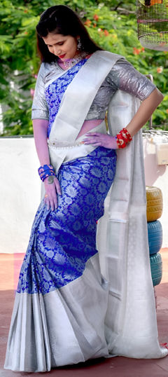 Blue color Saree in Art Silk fabric with Weaving work