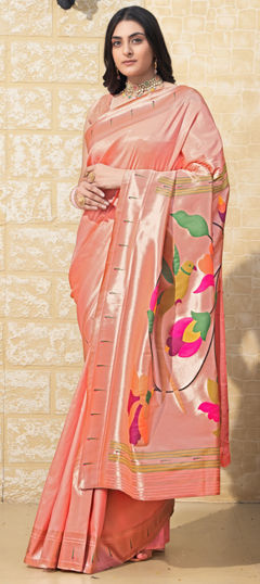 Pink and Majenta color Saree in Art Silk fabric with Floral, Printed work