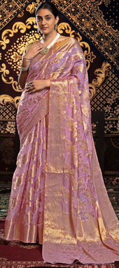 Pink and Majenta color Saree in Art Silk fabric with Weaving work