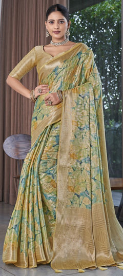 Multicolor color Saree in Silk fabric with Printed, Weaving work