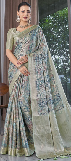 Multicolor color Saree in Silk fabric with Printed, Weaving work