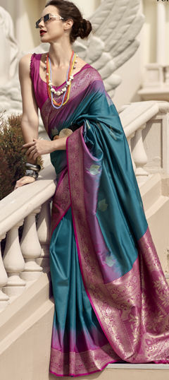 Blue color Saree in Silk fabric with Weaving work