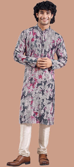 Blue color Kurta Pyjamas in Viscose fabric with Printed, Weaving work