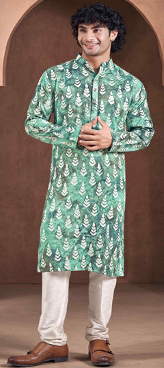 Blue color Kurta Pyjamas in Viscose fabric with Printed, Weaving work