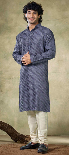 Blue color Kurta Pyjamas in Viscose fabric with Embroidered, Sequence, Thread work