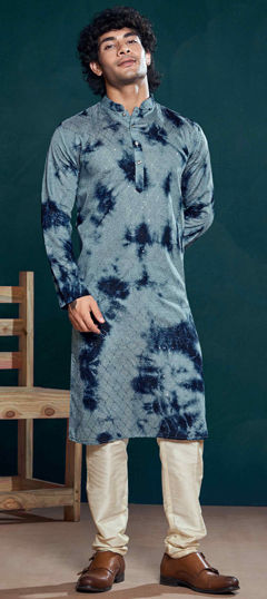 Blue color Kurta Pyjamas in Viscose fabric with Embroidered, Printed, Sequence, Thread work