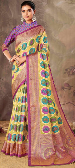 Multicolor color Saree in Organza Silk fabric with Weaving work